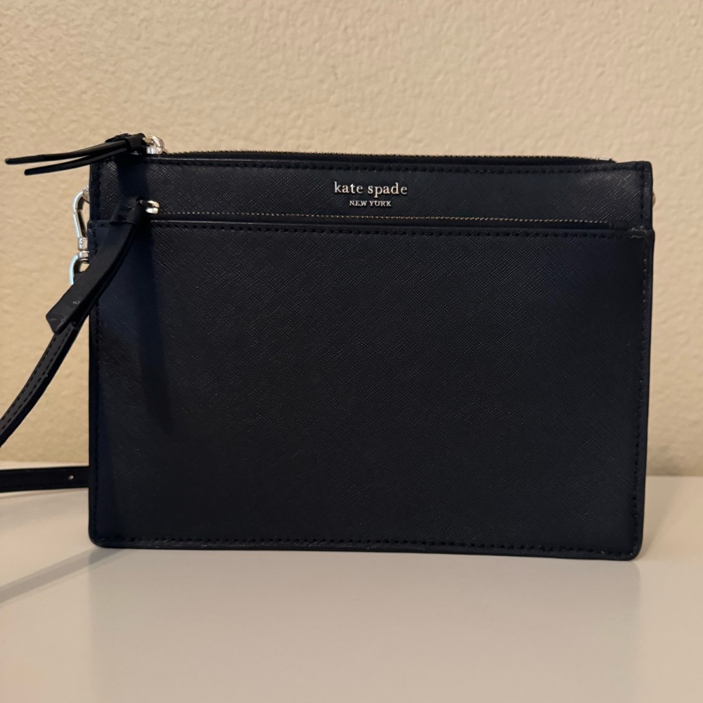 Kate Spade black leather crossbody bag and matching zip coin wallet. - Picture 2 of 9